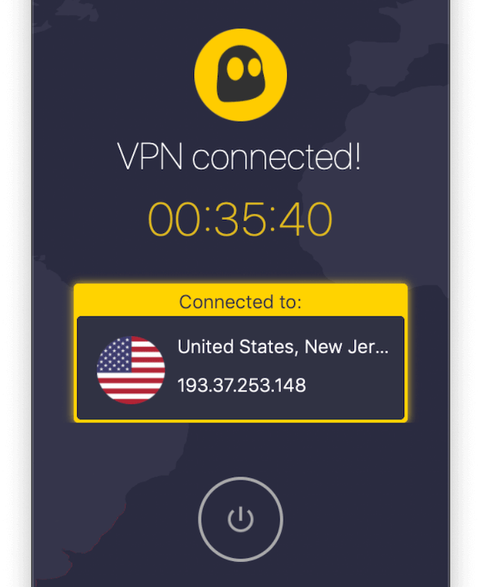 cyberghost vpn mobile app interface